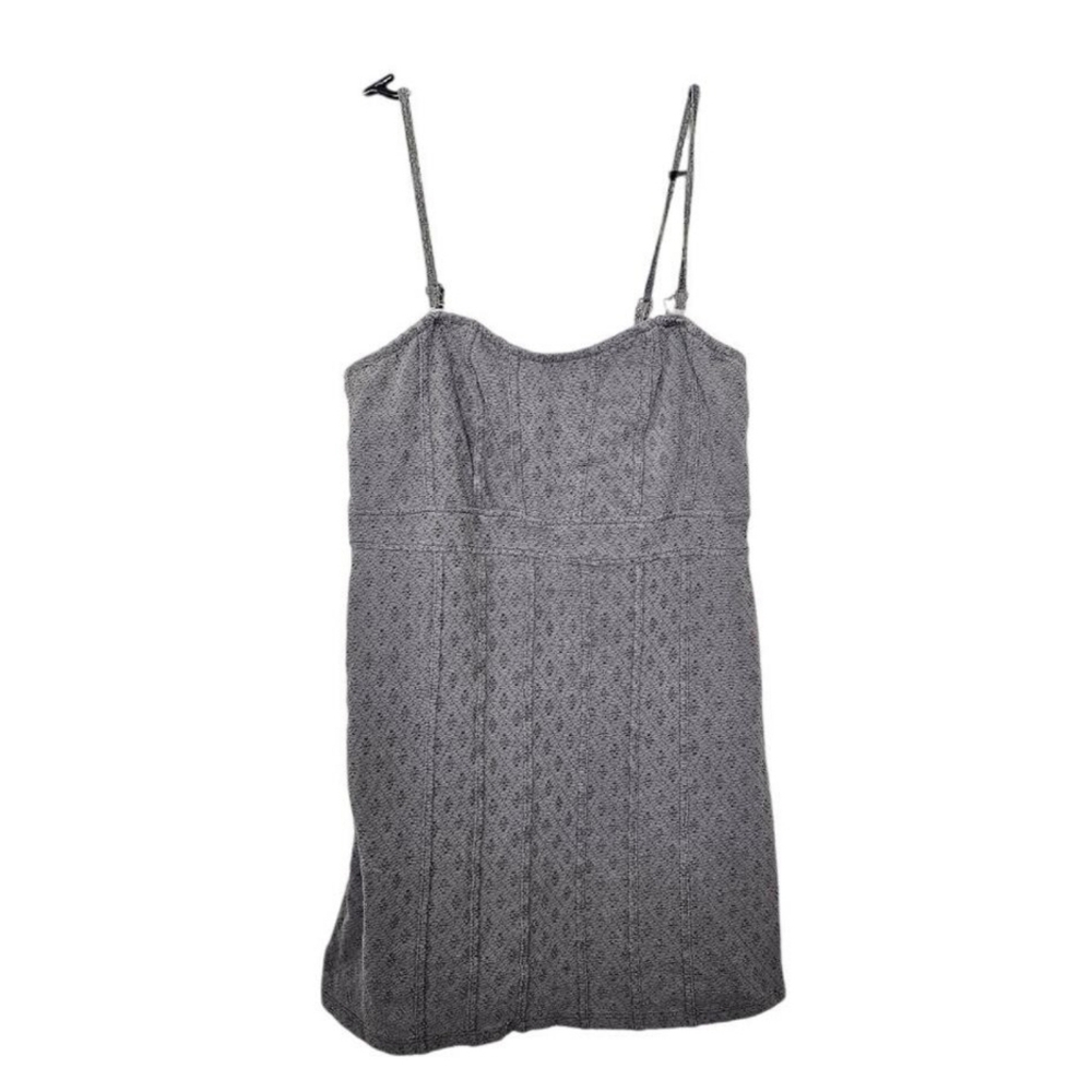 Free people green textured mini dress stretchy back sleeveless women's size m
